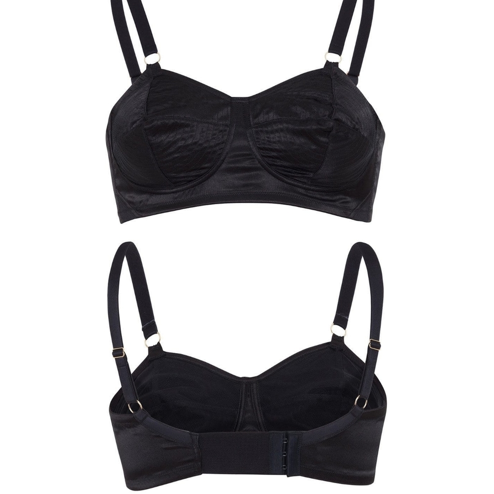 Bettie Page Lingerie Black Spiral Stitch Bullet Bra - Picture 5 of 8